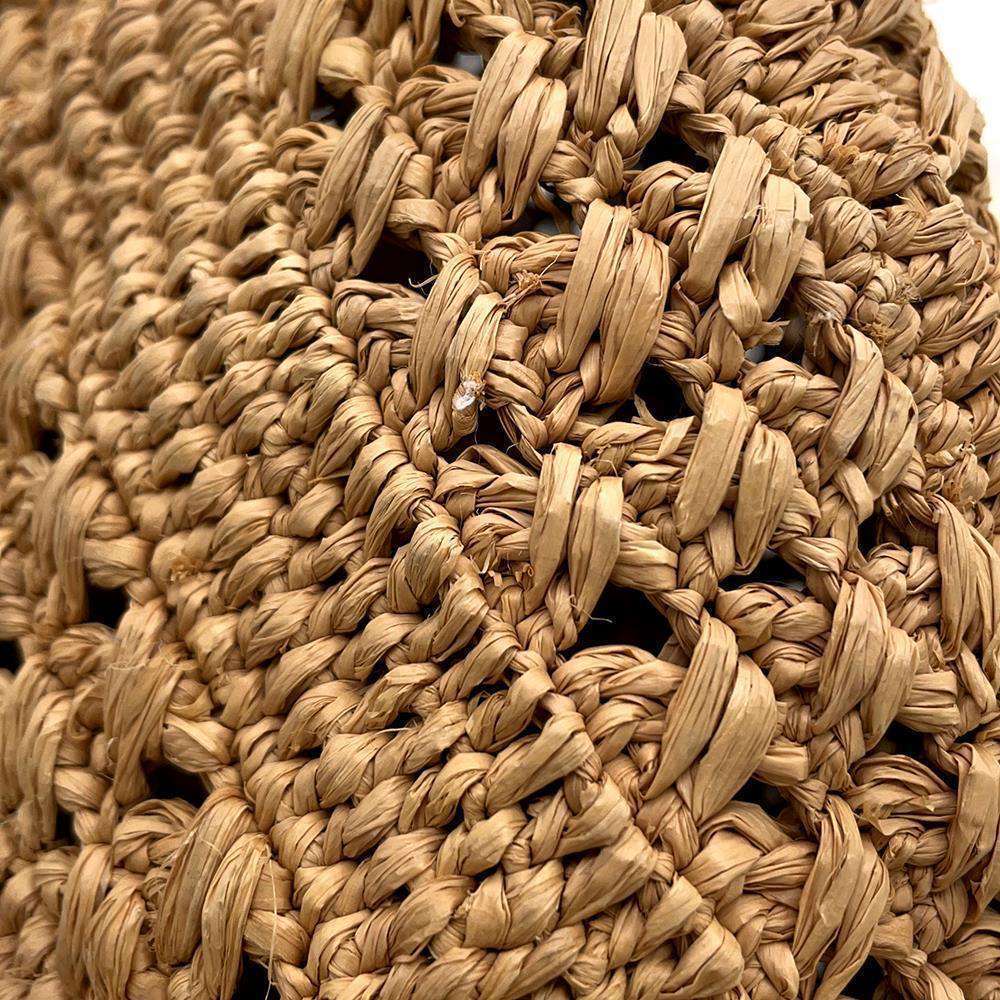 Saint Laurent Paris Pannier Crochet Raffia Basket Bag Beige Brown - Picture 9 of 13